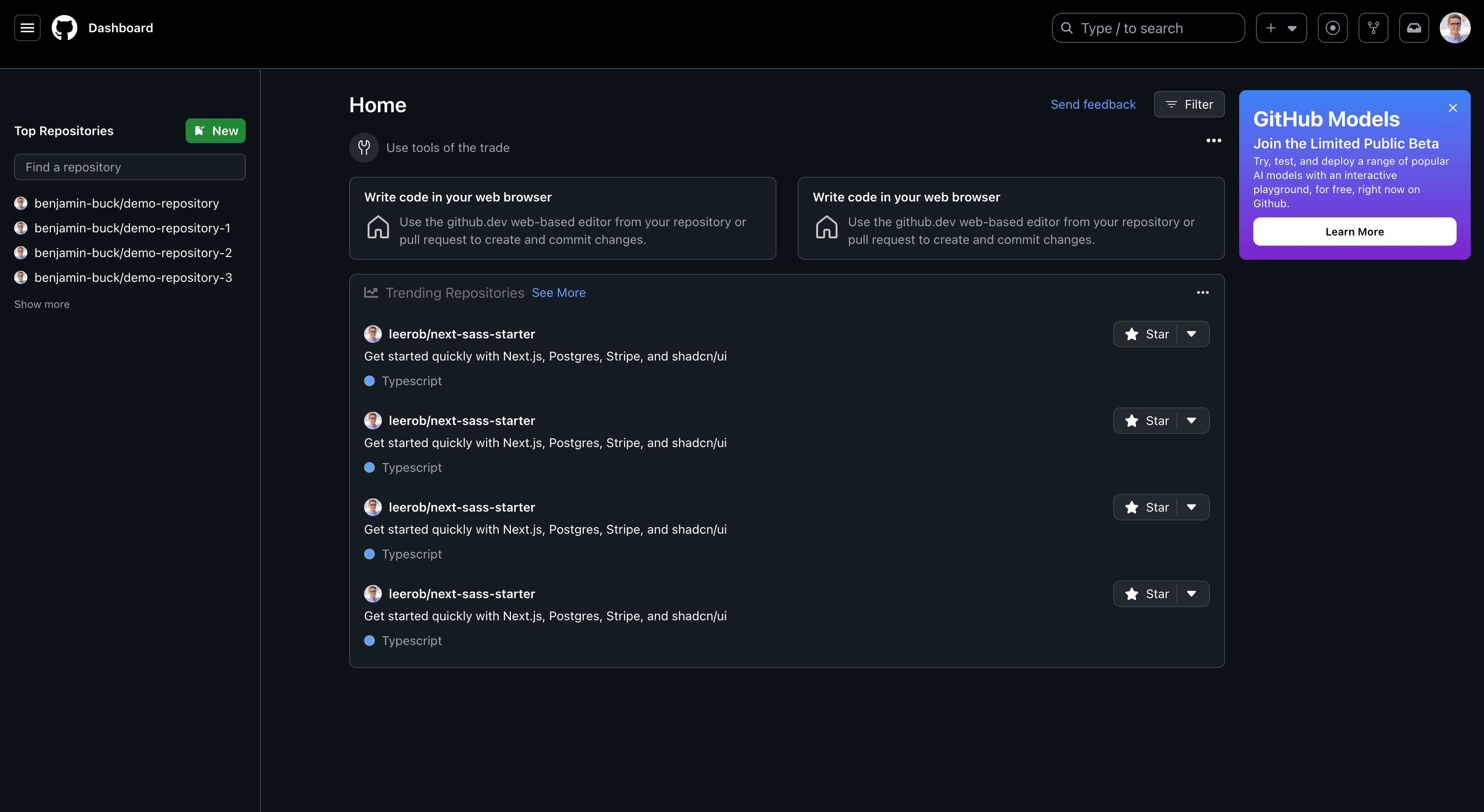 Github Internal Dashboard